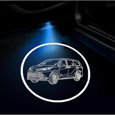 Imagem de 2 peças de luzes de porta de carro logotipo projetor sem fio fantasma sombra laser fantasma adequado para Toyota Sienna