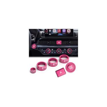Imagem de DvlynAuroa Acessórios para Honda Civic 2022-2025 e Accord/CRV/HRV/Acura Integra 2023-2025 -A/C, rádio, luz de aviso, tampa do botão de arranque/anel (tela de 9 polegadas, rosa vermelha)
