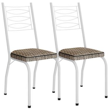Imagem de Kit 2 Cadeiras Tubular Europa 262 Branco Assento Rattan Artef Rattan