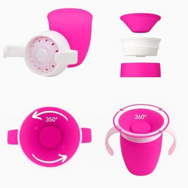 Imagem de Copo Antivazamento 360° Infantil 200ml – Treinamento Bebê com Alça BPA Free Silicone e Fácil de Limpar (Rosa)