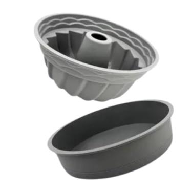 Imagem de Kit 2 Peças Formas de Silicone Assadeiras Antiaderente Suporta 230°C Forno Freezer Air Fryer Micro-ondas Bolo Pudim Pão