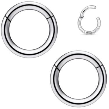 Imagem de Ocptiy 8G 6G 4G 2G Titânio Articulado Septo Anéis Clicker Grau Implante Médico Brincos de Argola Kit de Alongamento Hipoalergênico Grosso Septo Piercing Piercing Jóias Mulheres Homens 14 mm 16 mm 19