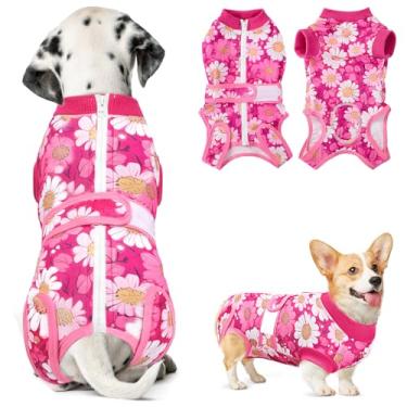 Imagem de Nasjac Terno de recuperação para cães – Fato de recuperação com zíper para machos fêmeas, macacão alternativo de colarinho eletrônico com cone de feridas abdominais, camisa de recuperação de