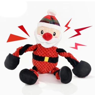 Imagem de PIRTA Brinquedos barulhentos para cães de Natal, brinquedos de pelúcia de Papai Noel, brinquedos de pelúcia para cães grandes, médios e pequenos, brinquedos de mastigar interativos duráveis