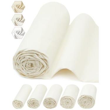 Imagem de FIVEIZERO Tecido de musselina 100% algodão por jarda, 160 cm x 1,9 m panos de musselina de algodão descolorido creme – Tecido chita bege de peso médio para costura, acolchoamento, bordado, artesanato