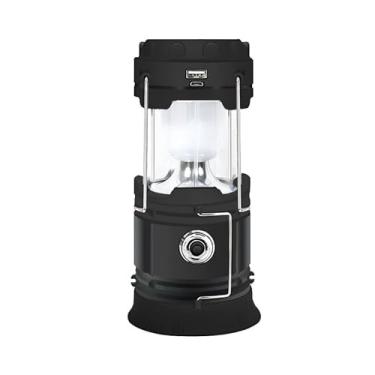 Imagem de Lampada para Camping, Lampião Luminária Carregador Solar Camping Usb Led Lanterna Kit 2 Ou 1 Pcs, 14.5×10×10cm(Preto-1UN)