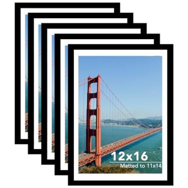 Imagem de HEYTUYA Conjunto de 5 molduras de 30 x 40 cm, molduras pretas com tapete de 28 x 35 cm para fotos, pôsteres, impressões, tela de montagem na parede, frente de plexiglass resistente a quebras