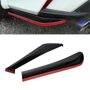 Imagem de JSCARLIFE Lábio do para-choque traseiro do carro, aba protetora universal ABS, saia lateral de spoiler de tiras, protetor antiarranhões (preto vermelho)