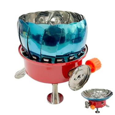 Imagem de Fogão de acampamento | Fogão portátil dobrável – Queimador compacto ajustável de liga de alumínio à prova de vento para atividades ao ar livre, piquenique, churrasco, porta traseira