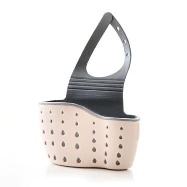 Imagem de Saco de filtro de pia ajustável de encaixe – Cesta suspensa de drenagem de camada dupla para esponjas, escovas e armazenamento de cozinha (rosa)