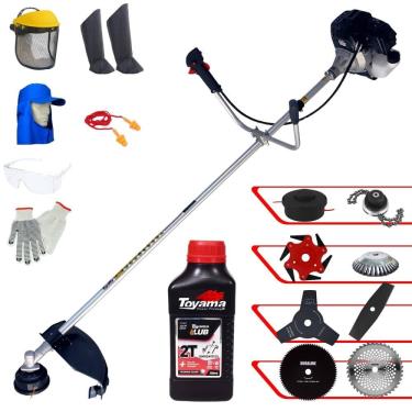 Imagem de Roçadeira Lateral Toyama RT43LB25A À Gasolina 43cc 1,7HP Para Todos os Tipos de Trabalho Com Carretel + Kit de 7 Opções de Cortes + EPI + ÓLEO TOYAMA