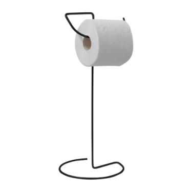 Imagem de Porta Papel Higiênico de Chão Preto – Suporte Moderno para Banheiro com Design Minimalista