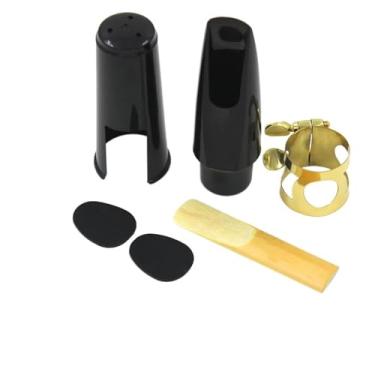 Imagem de Acessórios profissionais para saxofone, conjuntos de plástico de bocal de saxofone, com tampa, fivela de metal, palheta, remendos, almofadas de acessórios de saxofone