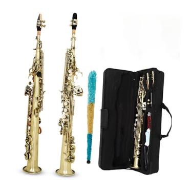 Imagem de Instrumento de saxofone B Tubo reto plano Saxofone Soprano Cor Retrô Teste de Grau Profissional Tocar Instrumento de Saxofone com Caixa