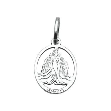Imagem de Pingente Iemanjá Medalha Vazada Prata 925 Legítima Maciça Original Umb