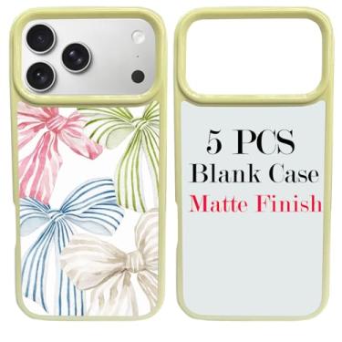 Imagem de JUSTRY 5 conjuntos de capas de telefone em branco de sublimação para iPhone 17 Pro, 2 em 1 2D DIY TPU capa móvel em branco capa de borracha macia + inserções foscas, fácil de sublimar personalizado