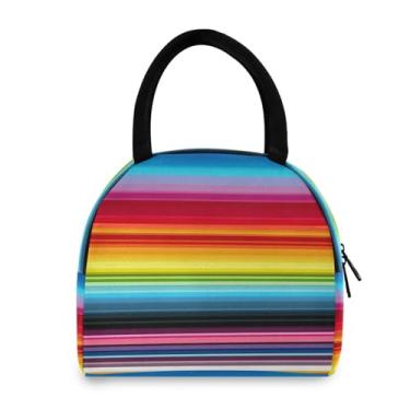 Imagem de GUIJI Lancheira lisa com listras mistas, reutilizável, à prova de vazamento, lancheira para mulheres e homens, lancheira térmica para trabalho e viagens