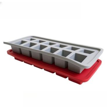 Imagem de Forma de Gelo Quadrado Silicone com 12 Cavidades Grande Bebida Gelada Fácil de Soltar(2)