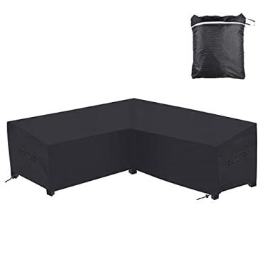 Imagem de Capa de sofá seccional para pátio, impermeável, à prova de vento, atualizada, 420D, pátio 26 x 260 cm, protetor de móveis em forma de V para sofá de jardim, conjunto de lounge seccional