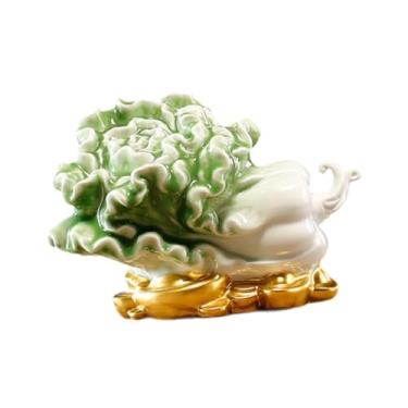 Imagem de Generic Estátua de Repolho Decorativa, Estatueta de Cerâmica, Escultura Colecionável, Ornamento para Sala de Estar, Escrivaninha, Armário, Corredor, Lareira, Largura 13 Cm