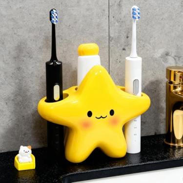 Imagem de 1 suporte criativo para caneta em forma de estrela, à prova d'água, suporte de escova de dentes elétrica que economiza espaço, 17 x 13,5 x 7 cm