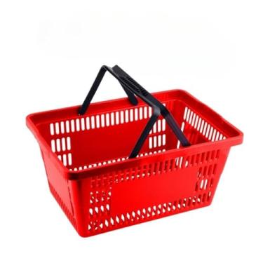 Imagem de Kit 5 Cestas Plástica Multiuso com Alças 16 Litros Cestinha Mercado Bazar Azul Vermelho Preto (6 Cestas Vermelho)