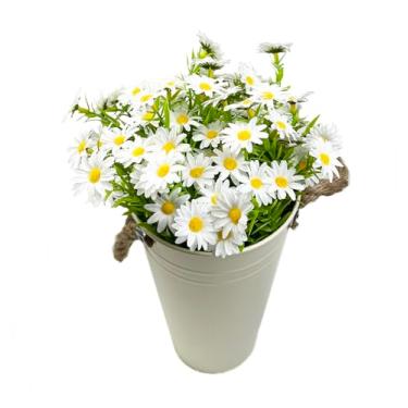 Imagem de SAING S A I N G 10 pacotes de margaridas artificiais para atividades ao ar livre, flores falsas, resistentes aos raios UV, não desbotam, para decoração de jardim, varanda, pátio, janela (branca)