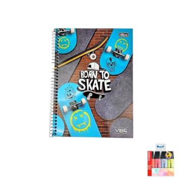 Imagem de Kit Caderno Universitário Vibe Masculino 20 Matérias + Caneta Spiro 0.7mm + Marca Texto Boss