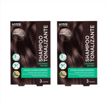 Imagem de Kit Kiss Ny Shampoo Tonalizante Castanho Escuro Com 2 Un - Kiss New Yo
