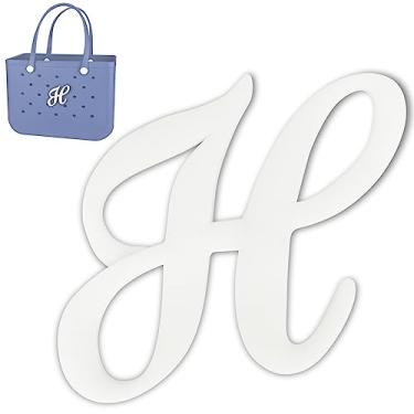 Imagem de TOYORK Berloques de saco para acessórios de saco Bogg Decorativos Berloques Inserção Letras Alfabeto para Acessórios de Bolsa de Praia, White H, Borracha, Sem Pedra Preciosa