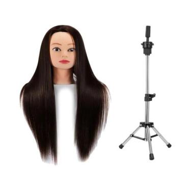 Imagem de Cabeça De Manequim De Cabelo Sintético Para Treinamento De Cabeleireir