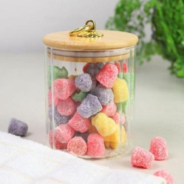 Imagem de Potes hermeticos vidro com tampa 500ml Canelado porta mantimentos de v