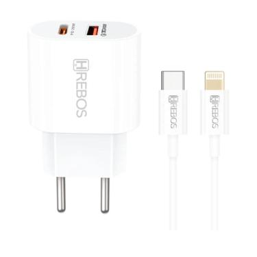 Imagem de Carregador Hrebos 20w Usb-c E Usb Turbo Crg-215i Branco