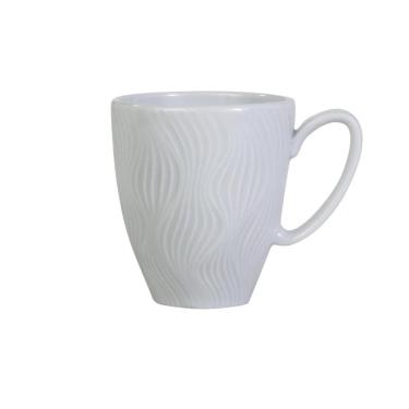 Imagem de Caneca Chá Café  Branca Relevo Sinuosa 308 ml Porcelana