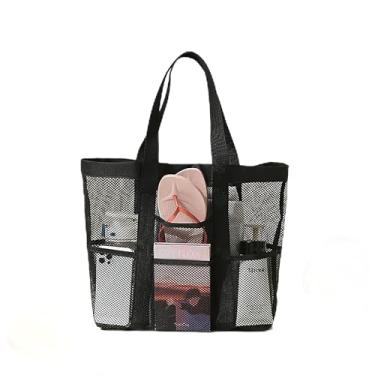 Imagem de Bolsa de praia de malha, bolsa de praia grande para cruzeiro familiar bolsa de piscina para brinquedos e itens essenciais de férias