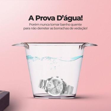 Imagem de Relogio Premium Aço Inox Prova Dagua Feminino Prata Casual Resistente