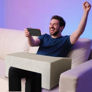 Imagem de Nevsokio Travesseiro de leitura para adultos, mesa de colo de suporte e travesseiro de jogos para cama, sofá, chão, design simples com descanso de braço ergonômico para leitura, trabalho, jogos, tricô