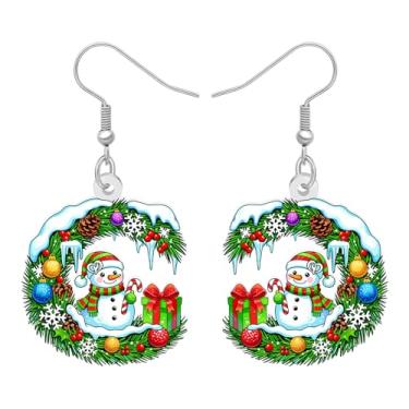 Imagem de BAMAY Brincos de acrílico com letra para mulheres, presentes exclusivos de aniversário, férias de inverno com pingente de boneco de neve, gnomo, gato, Natal, Natal, presentes iniciais para mulheres e