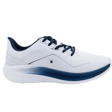 Imagem de Tênis Sandrini Masculino Aero Run Sport Academia Conforto (Branco e Marinho, BR, Adulto, Numérico, 36)