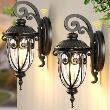 Imagem de VIANIS Luzes externas para casa do anoitecer ao amanhecer, pacote com 2 luzes de varanda externas, luminária externa de bronze, luminárias externas à prova d'água para casa, porta, garagem