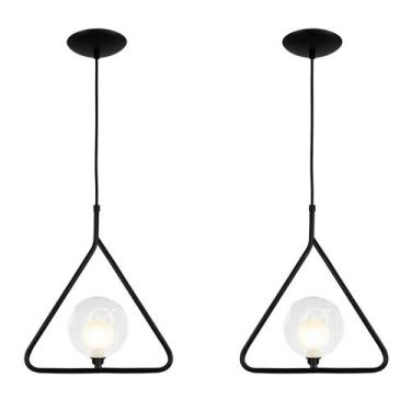 Imagem de Kit 2 Luminária Pendente Aro Triangulo Harmony Preto - MARRYLUZ, Bivol