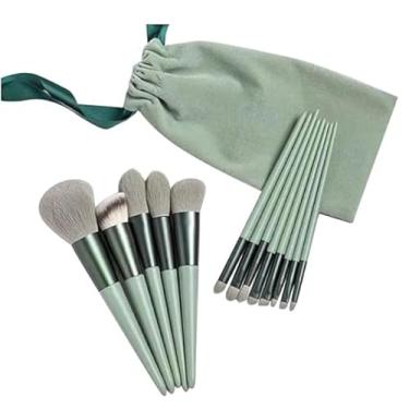 Imagem de Kit 13 Pincéis de Maquiagem Profissional com Cerdas Sintéticas Macias e Bolsa de Armazenamento – H2F STORE (Verde)