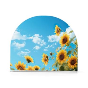 Imagem de Wassud Porta-guardanapos de girassóis para mesa, cozinha e jantar, suporte de guardanapo de acrílico para guardanapos de papel, acomodam 50-60 guardanapos decoração de fazenda 1 peça