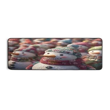 Imagem de Qilmy Lindo tapete 3D boneco de neve 183 x 61 cm, antiderrapante, antifadiga, confortável, tapetes longos, para quarto, sala de estar, banheiro, corredores, entrywa103