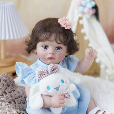 Imagem de Bebê Reborn Boneca de Silicone Menina Realista Olhos Azuis 48cm Pode Dar Banho (Menina Olhos Azuis 48cm)