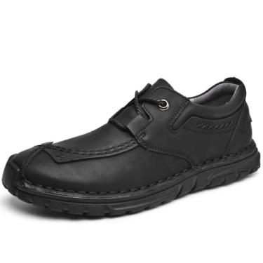 Imagem de Mecolop Tênis masculino casual de couro moderno para dirigir, mocassins, tênis de caminhada para homens, Preto - 197, 38