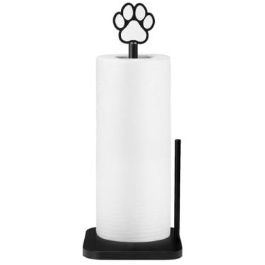 Imagem de Leinuosen Suporte de toalha de papel de pata de cachorro de fazenda, pata de cachorro, suporte de toalha de papel de madeira, preto, engraçado, acessórios de bancada de banheiro, organizador de rolo