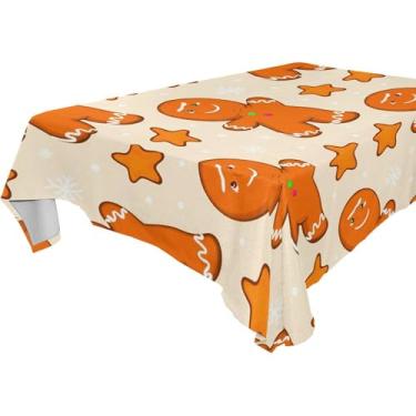 Imagem de Burbuja Toalha de mesa masculina de gengibre, toalha de mesa retangular, anti-rugas, grossa para decoração de jantar, cozinha, festa, 152 x 304 cm