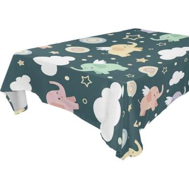 Imagem de Burbuja Toalha de mesa de elefante, toalha de mesa quadrada anti-rugas grossa para decoração de jantar, cozinha, festa, 137 x 137 cm