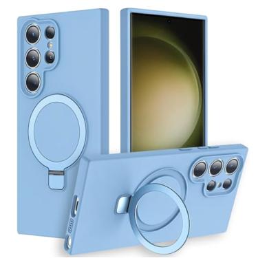 Imagem de Jockvo Capa de telefone com suporte magnético invisível para Samsung Galaxy S23 Ultra de 6,8 polegadas, silicone compatível com proteção total de câmera de grau militar Magsafe, capas de telefone para